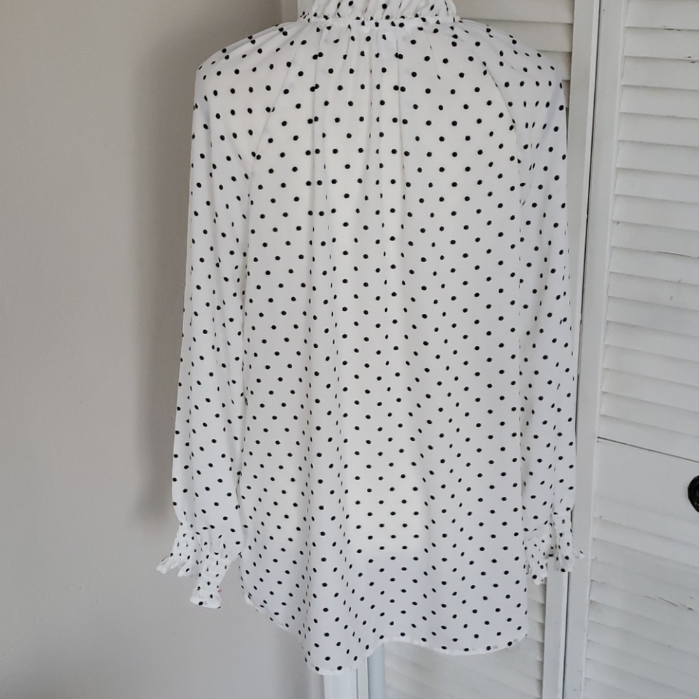 White/Black/Silver Polka Dot Long Sleeve Top - Picture 7 of 10